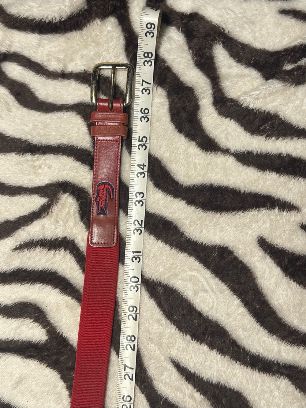 Lacoste Red Canvas Belt with Leather Patch - Picture 8 of 8